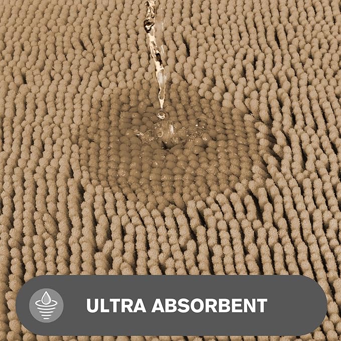 Bathroom Rugs 40 x 60 Inch – Extra Large Bath Mat | Absorbent and Washable Thick Chenille Bath Rugs Non-Slip Runner Rug for Bathroom, Shower, Tub(Beige)