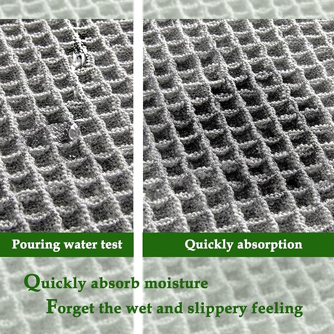 ZALL Grey Waffle Bath Mat,Super Absorbent Non Slip Bathroom Rug,Gray 18x30inch,Machine Washable Ultra Soft Floor Mats