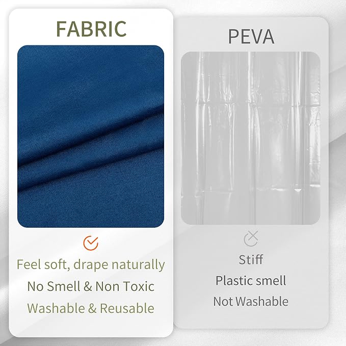 ALYVIA SPRING Waterproof Fabric Shower Curtain or Liner Navy Blue, 72x72 | 3 Magnets, Soft Cloth & Hotel Quality, Machine Washable, Light-Weight, Standard Size