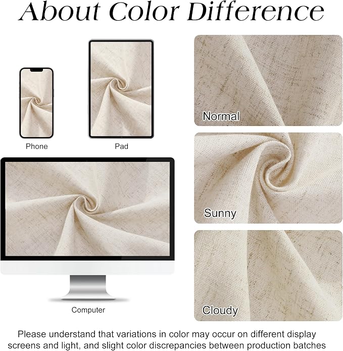 Extra Long Linen Shower Curtain 96 Inch Long for Bathroom Boho Farmhouse Fabric Shower Curtains Set with Hooks Neutral Cloth Modern Cottage Core Waterproof,Mousse White