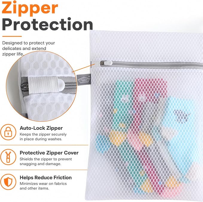 Laundry Bags Mesh Wash Bags, Garment Bag for Washing Machine, 1L+1M | Washing Machine Bags for Delicates, Lingerie, Underwear, Bra, Socks, Scarf, Shoes, Honeycomb