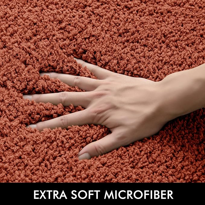 MIULEE Fall Rust Bathroom Runner Rugs Soft Microfiber Bath Mat 16x48 Inch | Absorbent, Non Slip, Quick Dry, Fluffy Bath Rugs for Bathroom Floor Tub Showers, Machine Washable