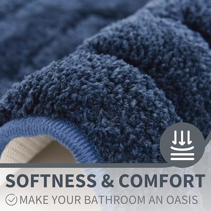 GRANNY SAYS Blue Bathroom Rug 36" x 24", Non-Slip Microfiber Bath Mat | Ultra-soft, durable TPR backing for reliable grip, fast water absorption, machine washable for Vanity, Shower, Tub