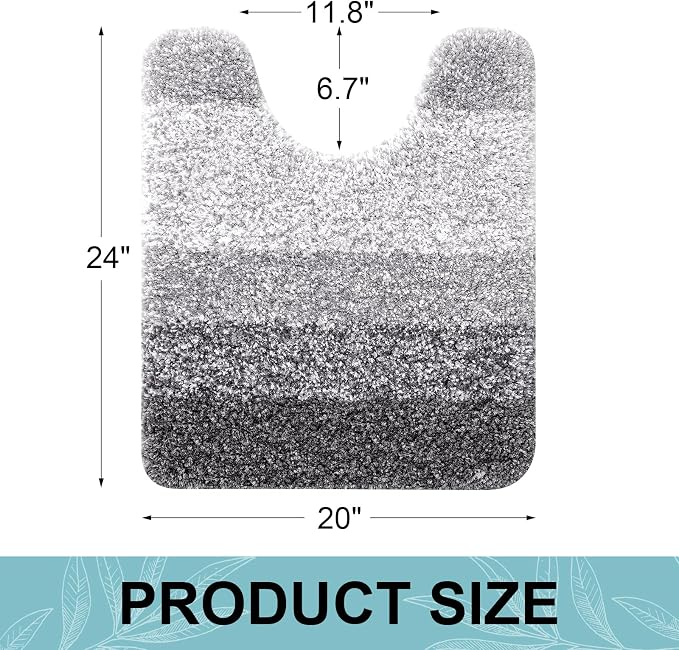 Arotive Microfiber Bathroom Rugs, Soft Absorbent Contour Toilet Rugs, 24x20 | Grey, Rubber Backing Thick Plush Machine Washable Dry Bath Mats for Toilet Base, U-Shape