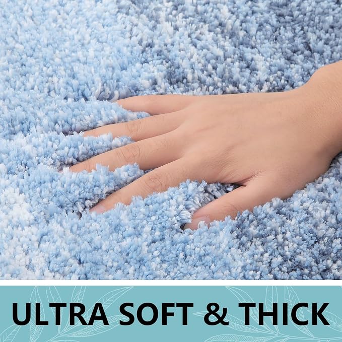 Arotive Microfiber Bathroom Rugs, Shaggy Soft Absorbent Bath Rug, 59x24 | LightBlue, Rubber Backing Thick Plush Machine Washable Dry Bath Mats for Bathroom, Tub and Shower, Rectangular