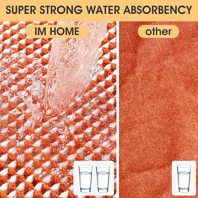 Waffle Bath Mat Set 2 Piece Orange & Cream,Woven Modern Bath Rug Mats, Absorbent Non Slip Bath Floor Mat, Soft Washable Boho Bath Rugs with Tassels for Bathroom, Bedroom, Kitchen,Tub