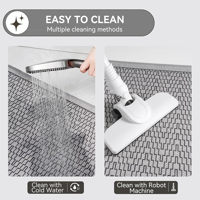 Non Slip Bath Mat, Thin Bathroom Rugs Fit Under Door, Grey 24x35 | Quick Dry Absorbent, Rubber Backing Washable Bathmat, Shower Mat for Bathroom Floor, Tub and Outside Shower, Home Decor