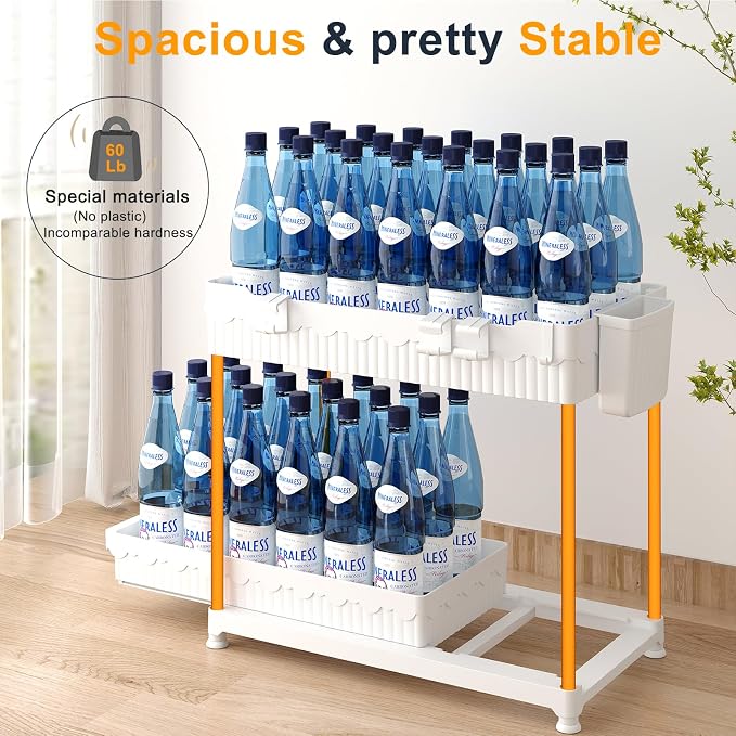 3 Pack Under Sink Organizers, 2-Tier Multi-Use Kitchen and Bathroom Organizers and Storage with Sliding Drawers, Bathroom Cabinet Organizer (White, 14.8 Inch) | Multi-use kitchen & bathroom storage, 14.8 inch white cabinet organizer, space-saving slidi...