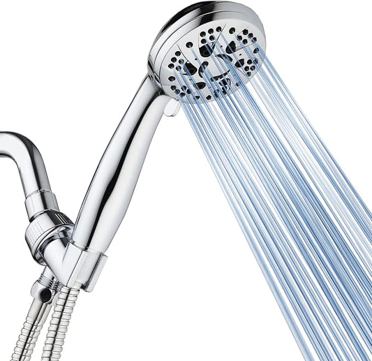 AquaDance High Pressure Luxury 6-mode Spiral Ergonomic Handheld Shower Head | Anti-clog Jets, Premium Stainless Steel Hose & Adjustable Bracket for the Ultimate Shower Spa Experience! / All Chrome Finish