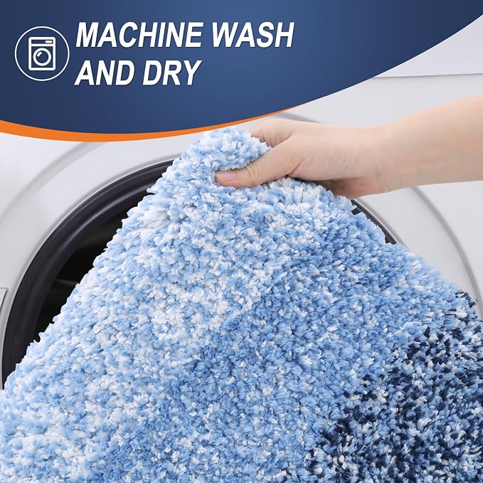 OLANLY Large Bathroom Rugs 50x30, Extra Soft Absorbent Microfiber Bath Rugs | Navy, Non-Slip Quick-Drying Rubber Backing, Machine Washable Plush Bath Mat for Floor, Tub and Shower, Home Decor Accessories