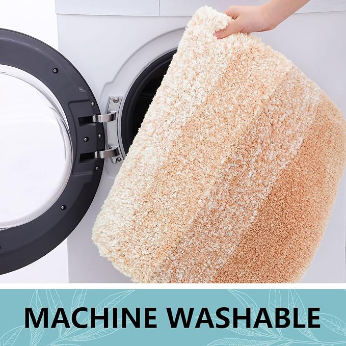 Arotive Microfiber Bathroom Rugs, Shaggy Soft Absorbent Bath Rug, 30x20 | Peach, Rubber Backing Thick Plush Machine Washable Dry Bath Mats for Bathroom, Tub and Shower, Rectangular