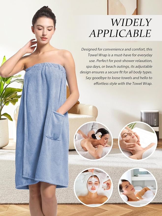 Women'S Soft Wrap Towel Full Length，Bath Robe After Shower Female Plush Long，Spa Bathrobes Lightweight With Pockets