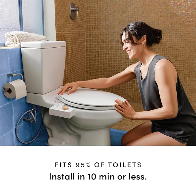 TUSHY Classic 3.0 Bidet Toilet Seat Attachment, White/Matte Black | Non-Electric, Self Cleaning Water Sprayer, Adjustable Pressure Nozzle, Angle Control, Easy Home Installation