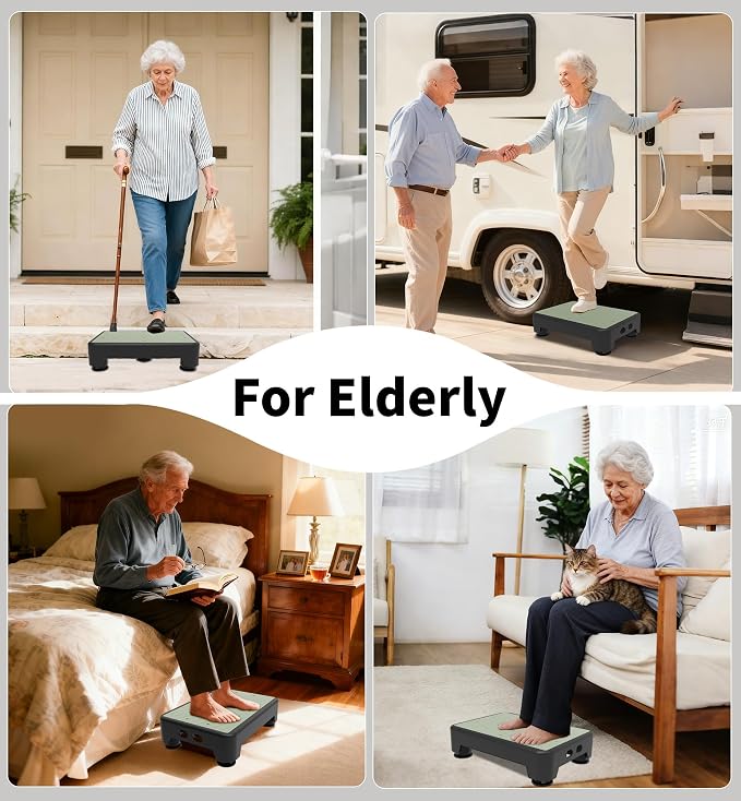 5-Level Adjustable Step Stool, Noctilucent Bedside Step, 700 LBS Capacity Safety Step Platform, Indoor Foot Stool for Seniors and Kids, Wide Step Stools Elderly Assistance at Night
