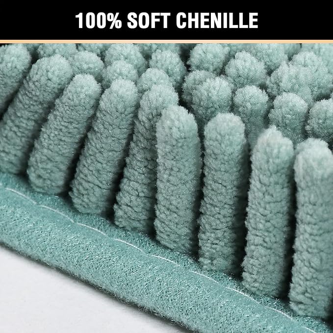 H.VERSAILTEX Bath Mat for Bathroom Non Slip Luxury Chenille Ultra Soft Bath Rugs 24x36 Absorbent Non Skid Shaggy Rugs Washable Dry Fast Plush Area Carpet Mats, Eggshell Blue