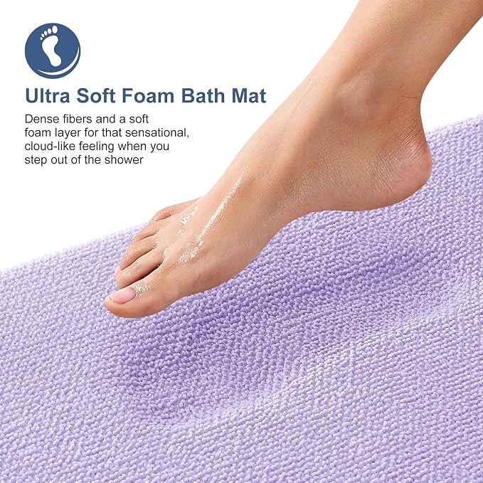 OLANLY Thick Memory Foam Bathroom Rugs 30x20, Absorbent Bath Mat, Lavender | Soft Quick Dry Bath Rugs, Non-Slip, Machine Washable Carpet for Bathroom Floor, Tub and Shower, Home Decor Accessories