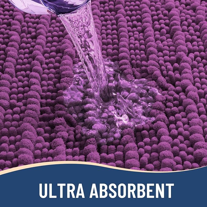 Arotive Bathroom Rugs Mat 30x17, Soft Absorbent Chenille Shaggy Bath Mat | Purple, Machine Wash Dry, Bath Rugs for Bathroom Floor, Tub and Shower, Home Decor Accessories