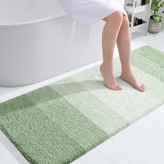OLANLY Large Bathroom Rugs 50x30, Extra Soft Absorbent Microfiber Bath Rugs | Sage Green, Non-Slip Quick-Drying Rubber Backing, Washable Plush Bath Mat for Floor, Tub and Shower, Home Decor Accessories