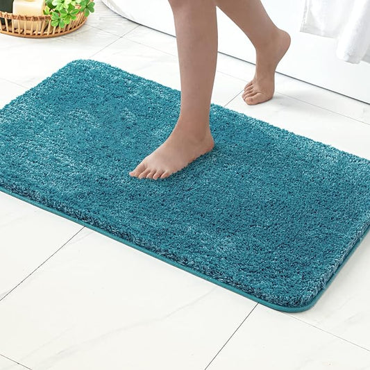 MIULEE Teal Large Bathroom Rugs Soft Microfiber Bath Mat 24x36 Inch | Absorbent, Non Slip, Quick Dry, Fluffy Bath Rugs for Bathroom Floor Tub Showers, Machine Washable