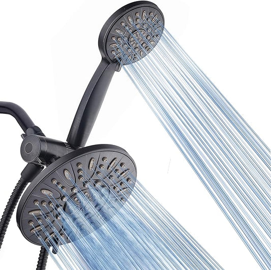 AquaDance 7" Premium High Pressure 3-way Rain & Handheld Shower Head Combo | Enjoy Dual 6-Setting Luxury Shower Heads Separately or Together for the Best of Both Worlds! Stainless Steel Hose - Bronze