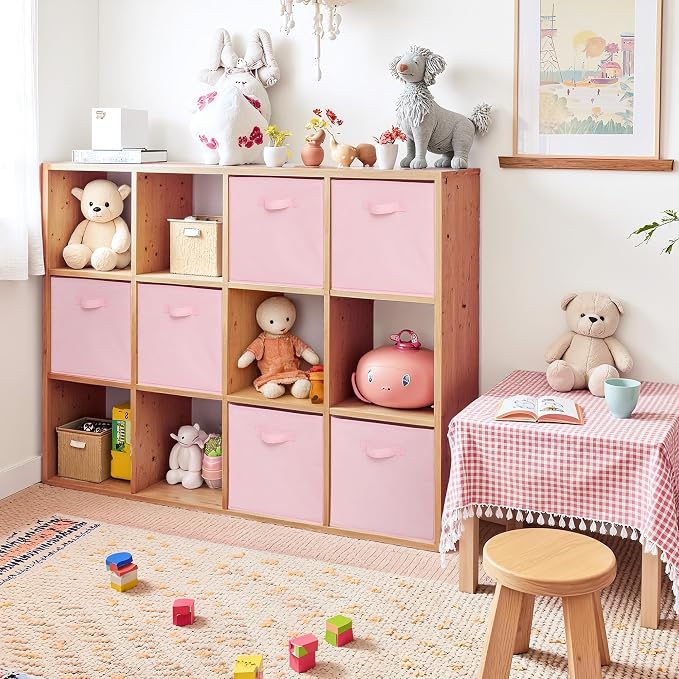 Cupic Cupid 6-Pack 13x13 Cube Storage Bins, Storage Cube Organizer, Pink | Foldable, Reinforced Front Handle, Holds Clothes, Toys, Blankets, Fits Closet, Cube Shelves, Nursery, Bedroom