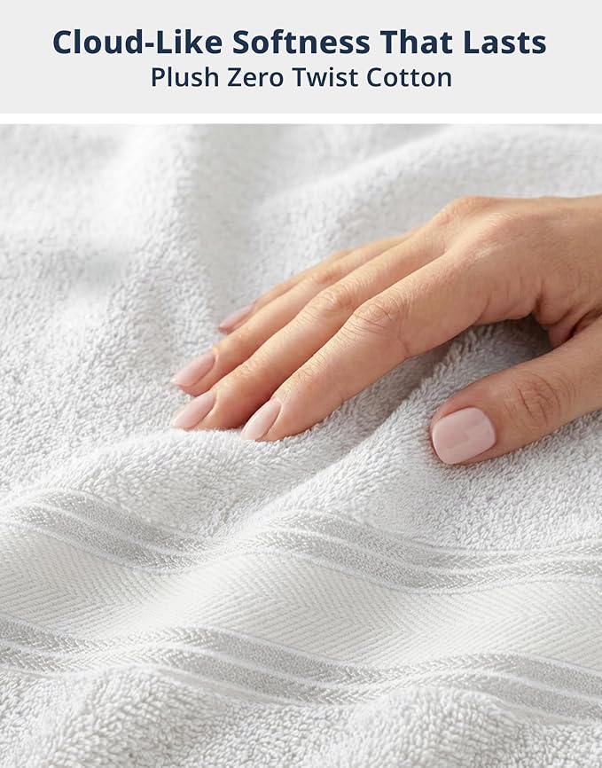 LANE LINEN Bath Towel Set 100% Cotton 6 Piece Soft Absorbent - White | Oeko-Tex Bath Towels - Zero-Twist Cotton, Terry Weave Comfort, Long-Lasting Comfort, Hotel-Style Look, Machine Washable
