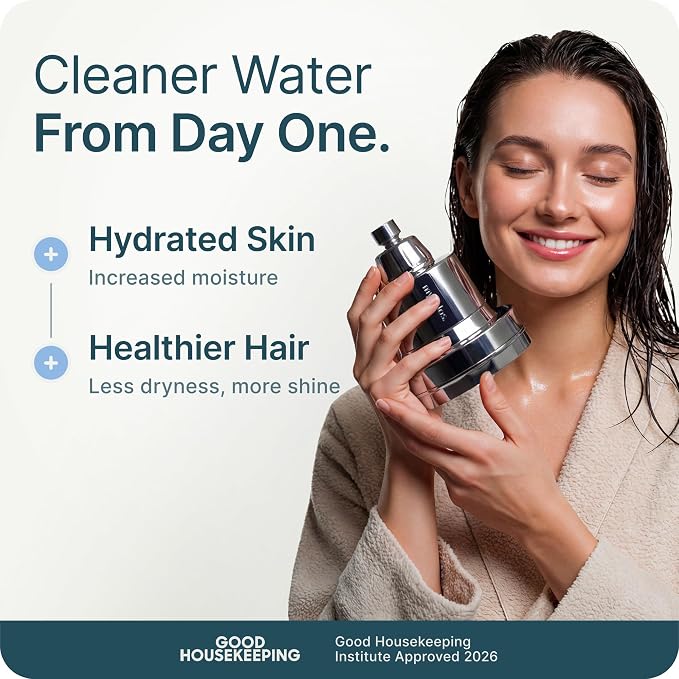 MyHalos® Filtered Shower Head, Shower Head Filter for Hard Water (Black) | High Pressure, Removes Chlorine & Heavy Metals, Water Softener, Filter Shower Head, Water Filter, Filtro Para Ducha De Baño