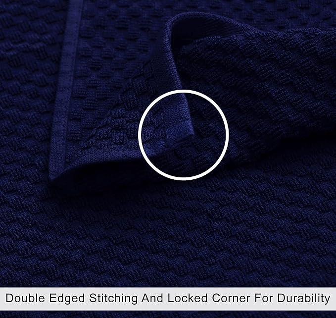 COTTON CRAFT Euro Spa Waffle Weave Bath Towels - Set of 4 Navy Towels | Pure 100% Ringspun Cotton Oversized Luxurious Towel Set - Soft Plush Super Absorbent Low Lint Quick Dry - 30 x 56 inches