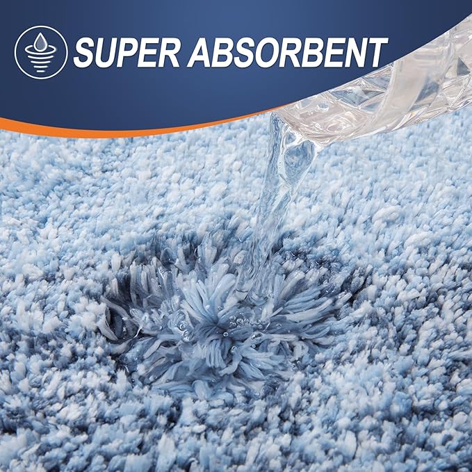 OLANLY Large Bathroom Rugs 47x32, Extra Soft Absorbent Microfiber Bath Rugs | Blue, Non-Slip Quick-Drying Rubber Backing, Machine Washable Plush Bath Mat for Floor, Tub and Shower, Home Decor Accessories