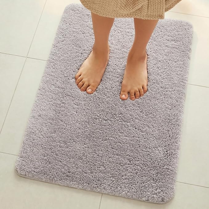 TYUU Large Bathroom Rugs, Ultra Soft Super Absorbent Bath Rugs Non Slip Washable Quick Dry Bath Mat with Rubber Backing for Bathroom Floor, Shower, or Sink, Light Grey 3' x 4'