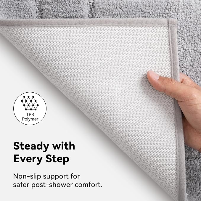 GRANNY SAYS Gray Bathroom Rug 36" x 24", Non-Slip Microfiber Bath Mat | Ultra-soft, durable TPR backing for reliable grip, fast water absorption, machine washable for Vanity, Shower, Tub
