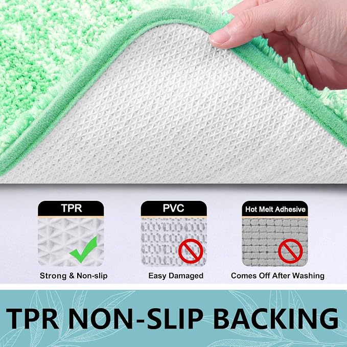 Arotive Microfiber Bathroom Rugs, Shaggy Soft Absorbent Bath Rug, 36x24 | Green, Rubber Backing Thick Plush Machine Washable Dry Bath Mats for Bathroom, Tub and Shower, Rectangular