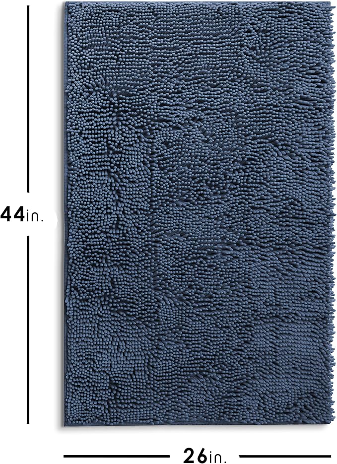 Hearth & Harbor Bathroom Rugs, Chenille Bath Mat - Machine Washable Bath Mats for Bathroom Non-Slip Backing Rubber, Quick Dry Bathroom Mat