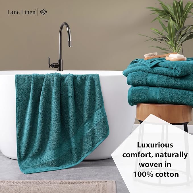 LANE LINEN Bath Sheets 4 Pack Oversized Soft Absorbent - Sea Port | Shower Sheets - Everyday Durability, OEKO-TEX Certified, Ring-Spun Durability, Generously Sized, Oversized & Roomy