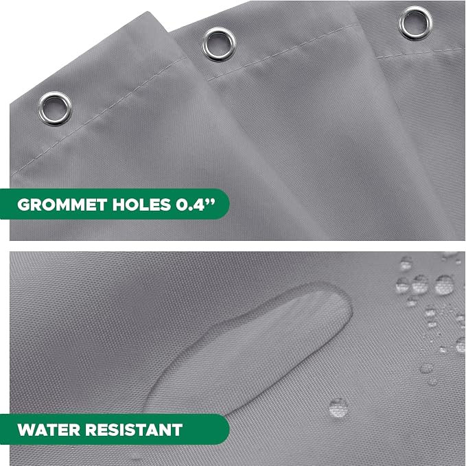Biscaynebay Fabric Narrow Stall Shower Liners 36" Width by 72" Length, Silver Grey Water Resistant Bathroom Curtains, Rust Resistant Grommets (6 Holes) Weighted Bottom Machine Washable