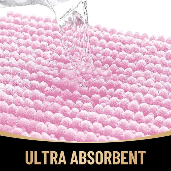 OLANLY Thick Chenille Bathroom Rugs 30x20, Soft Absorbent Bath Mat, Pink | Bath Rugs, Rubber Backing, Machine Wash Dry, Bath Mats for Bathroom Floor, Tub and Shower, Home Decor Accessories
