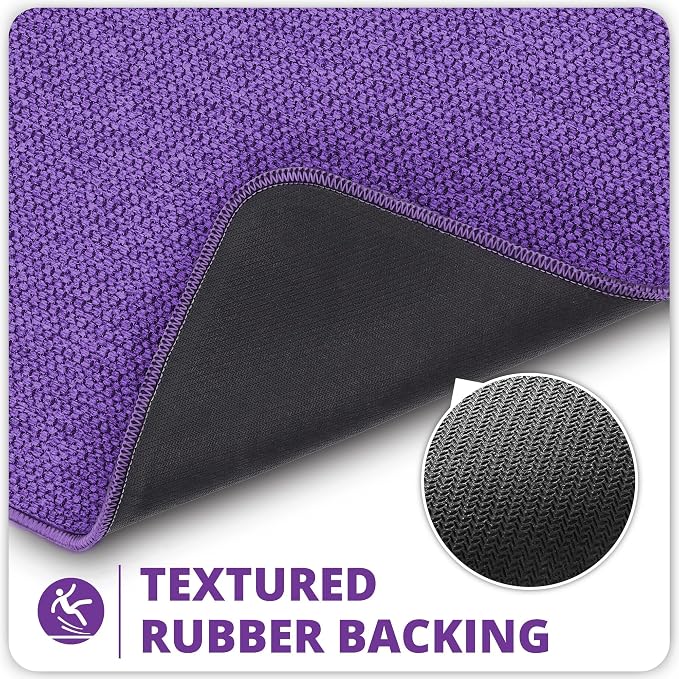 Bath Mat,Ultra Thin Bathroom Rugs,Rubber Bath Mats for Bathroom,No Slip Bath Rugs,Quick Dry,Machine Washable,Low Pile,Absorbent,Shower Outside,Sink,Home Decor Accessories.Purple,1'5"x2'3"(2 Pack)