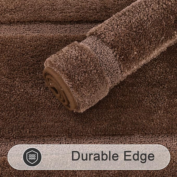 SHACOS Soft Microfiber Dark Brown Bathroom Rugs Sets 2 Pieces 32x20 inch | Absorbent Plush Bath Rugs, Non Slip Washable Shaggy Bath Mats, Fluffy Bathroom Runner Floor Mats Shower Rug