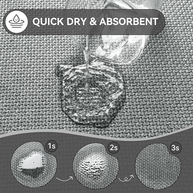 Bathroom Runner Rug, Long Thin Bath Mat Fit Under Door, Grey 17x47 | Quick Dry Absorbent, Rubber Backing Washable Large Bathmat, Shower Mat for Bathroom Floor, Tub and Outside Shower