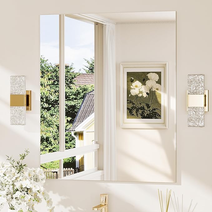 30x36 Frameless Bathroom Mirror, Vanity Bathroom Mirror for Wall Shatterproof Modern Rectangle Mirrors for Bedroom, Living Room, Entryway, Home Gym, Entryway