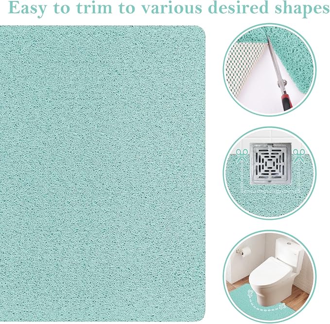 Shower Mat Bathtub Mat Non-Slip,24x24 inch, Soft Tub Mat with Drain,PVC Loofah Bath Mat (Phthalate Free) for Tub and Bathroom,Quick Drying,Green