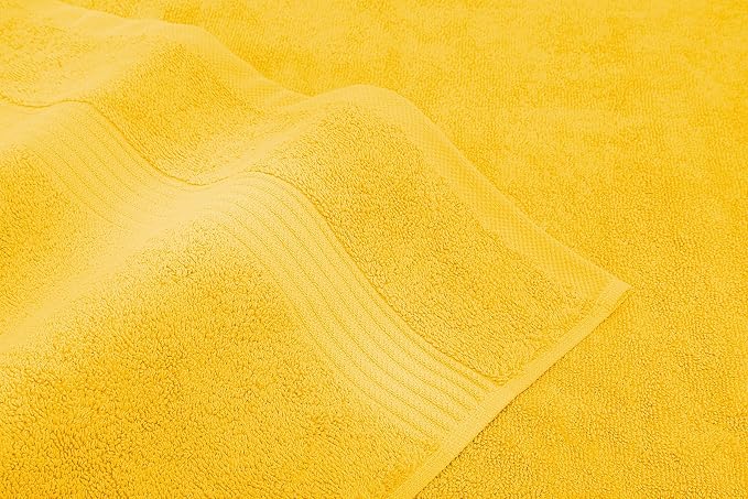 American Veteran Towel, 6 Piece Towel Set for Bathroom, 100% Cotton Turkish Bathroom Towels, 2 Bath Towels 2 Hand Towels 2 Washcloths, Yellow
