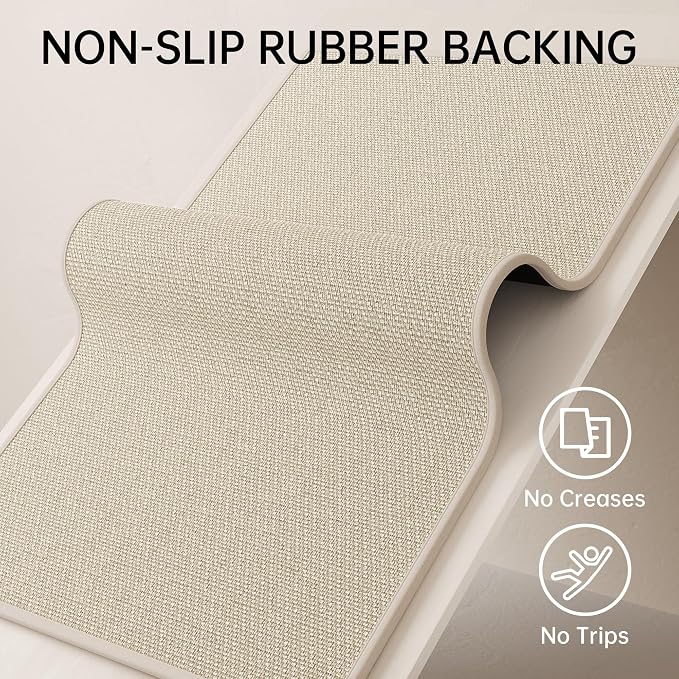 Mecko 24"x48" Bath Mat, Absorbent Quick Dry Bathroom Floor Mats Oatmeal | Upgraded Thin Cozy Cloth Bathroom Mat Fit Under Door, Rubber Non-Slip Bathroom Rug for Bathtub, Sink, Shower Room