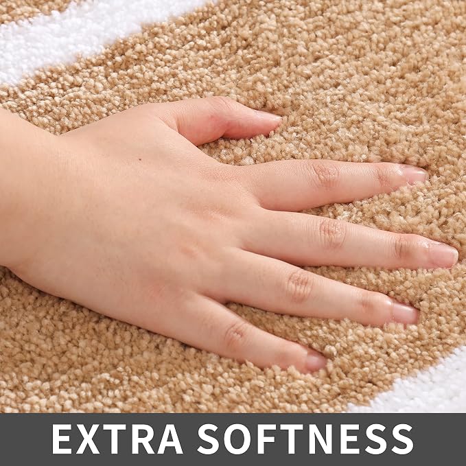 COSY HOMEER Non-Slip Bath Mat Extra Thick Absorbent Plush Washable | 24"x48" White/Beige Non-Slip Extra Thick Plush Absorbent Machine Washable Bath Mat Bathroom Rug Floor Tub Shower