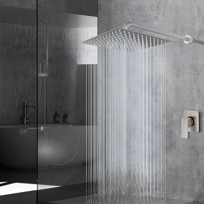 Voolan Rain Shower head, High Pressure Shower Head Made of 304 Stainless Steel, Relaxed Shower Experience Even at Low Water Flow and Pressure (10" Brushed Nickel)