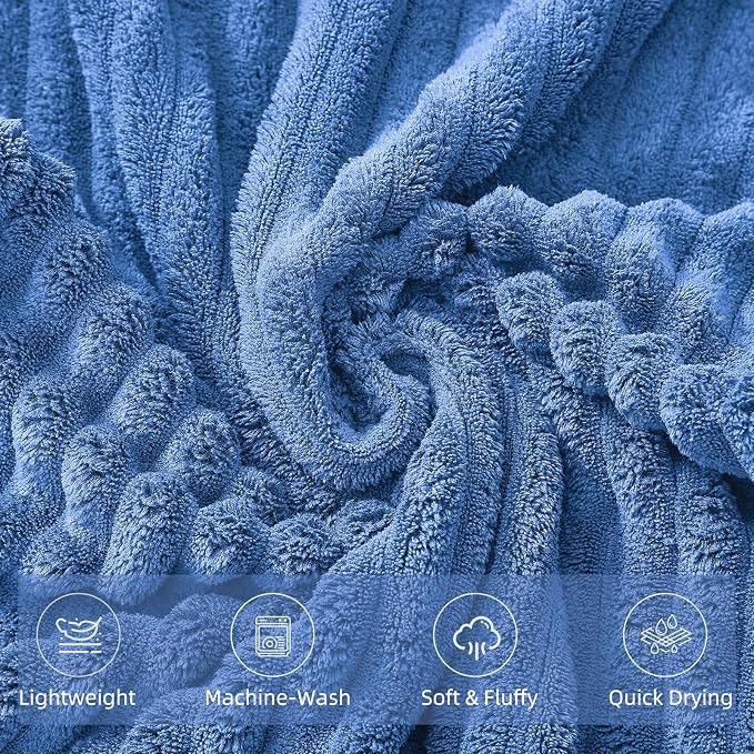6 Piece Bath Towel Set, 40"x80" Oversized Bath Sheets, Blue | Microfiber, Quick Dry, Highly Absorbent, Towels for Bathroom, 2 Extra Large Bath Towels, 2 Soft Hand Towels, 2 Washcloths