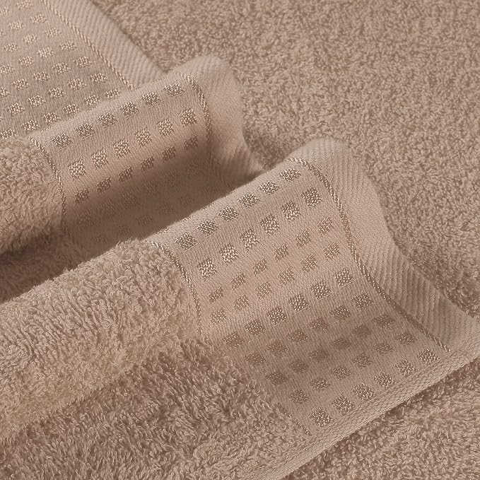 GLAMBURG 100% Cotton 2 Pack Oversized Bath Towel Set 28x55 Inches, Ultra Soft Highly Absorbant Compact Quickdry & Lightweight Large Bath Towels, Ideal for Gym Travel Camp Pool - Tan