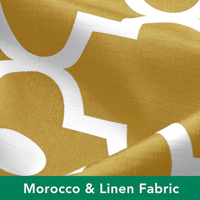 Biscaynebay Extra Long Textured Fabric Shower Curtains 72" W x 84" L, Gold Morocco Pearl Printed Hotel Spa Luxury Decorative Bathroom Curtain Machine Washable