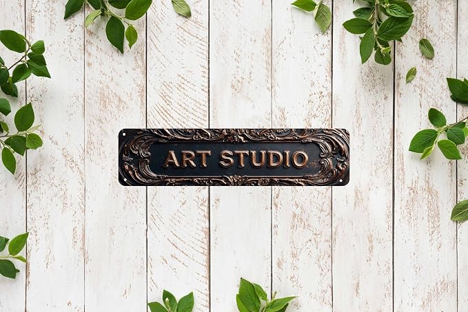 Vintage Tin Art Studio Sign Retro Metal Sign for Outdoor indoor Decoration - Outdoor indoor Funny Wall Art Plaque 4x16 Inch