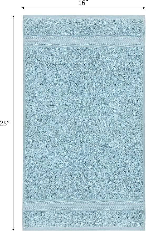 COTTON CRAFT Ultra Soft Hand Towels - 6 Pack 100% Ringspun Cotton Towel Set | Large 16x28 Light Blue Hand Towels with a Luxurious Rayon Border - Plush Absorbent 580 GSM Easy Care - Ideal for Everyday use